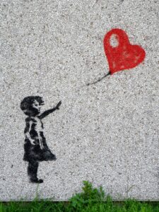 mural, girl, balloon, child, heart, graffiti, innocent, loss, wave, play, flying, farewell, float, goodbye, separation, sad girl, apart, tragic, letting go, release, give up, sad, banksy-motif, street art, art, template graffiti, sprayer, stencil, wash concrete, longing, drawing, android wallpaper, iphone wallpaper